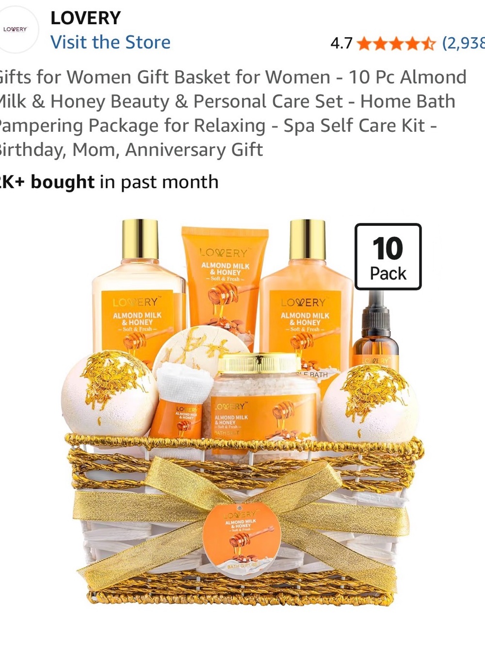 Lovery Almond Milk & Honey Bath Gift Set — Orange & Gold